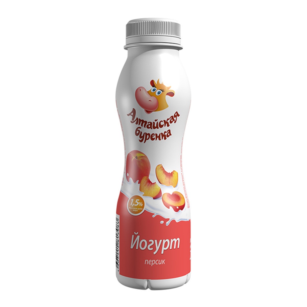 Йогурт питьевой Алтайская Буренка 1,5% 300г персик