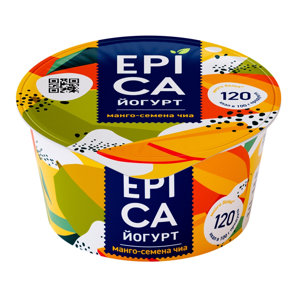Йогурт Эпика 5% 130г манго-семена чиа пл/ст