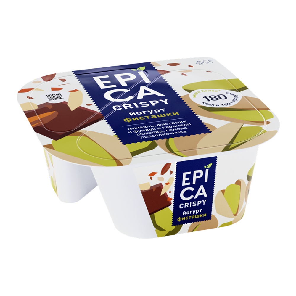 Йогурт Эпика Криспи 10,5% 140г фисташки-семечки-темный шоколад пл/ст