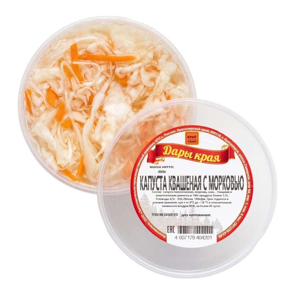 Капуста Дары края квашеная с морковью 400г