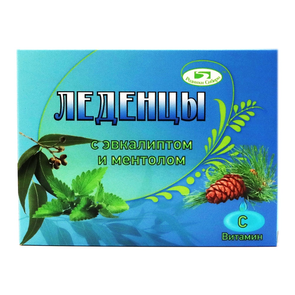 Карамель леденцовая Родники Сибири с эвкалиптом, ментолом и витамином С 32г