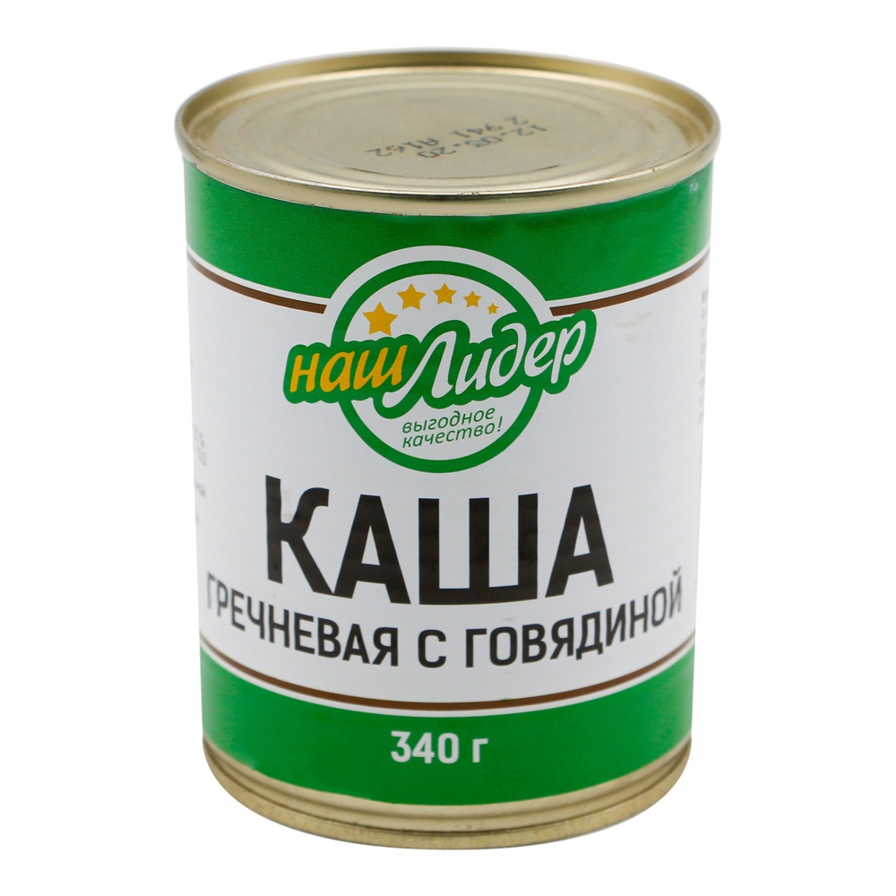 Каша Наш Лидер гречневая с говядиной 340г ж/б